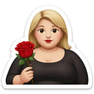 ash Trevino is a fat girl with dirty blonde hair and has a rose in her hand , really fat sticker