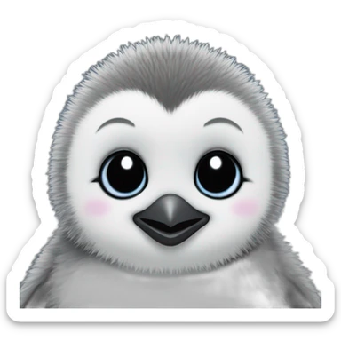 Fuzzy gray baby penguin sticker