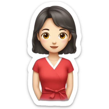 Korean girl with red dress  sticker