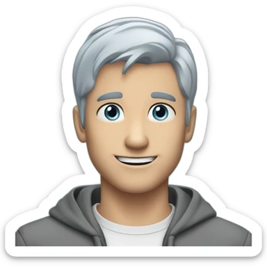 daniel young super short grey hair light blue eyes funny guy sticker