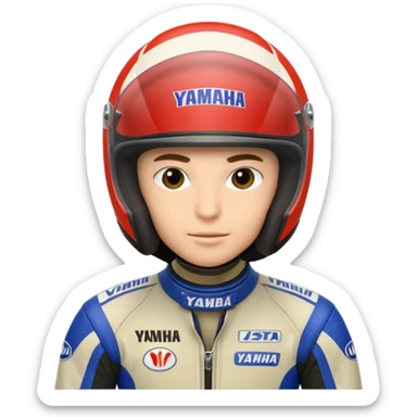yamaha motorcycle racer with full face helmet sticker