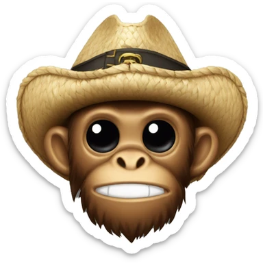 monkey straw hat pirate sticker