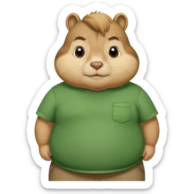 Chipmunk theodore from alvin and the chimpmunks VERY FAT WITH GREEN SHIRT VERY BIG FOR HIS FAT BODY sticker