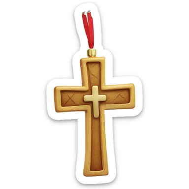 a chistian cross on a christmas ornament sticker