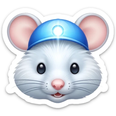 A mouse face with blue sun rays like a sun  sticker