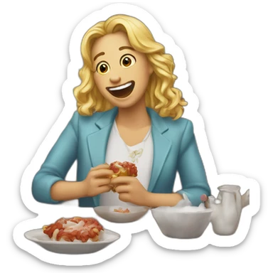 A 🦀 laughing at a 👰 who just got divorced by 🤡 sticker