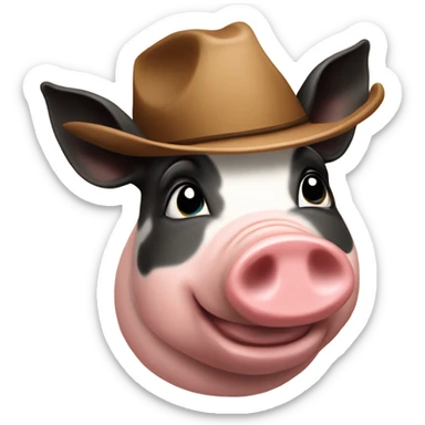 Pig wearing a cow boy hat  smaller sticker