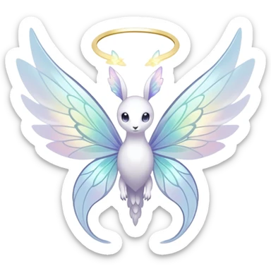  Iridescent white pale wings-ears, fairy-like-fakemon-creature  sticker