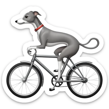 black and white whippet riding a bike sticker
