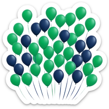 many of deep green and navy blue Baloons 4K sticker