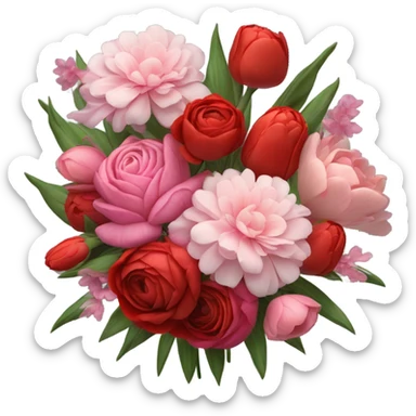 Red and pink flower bouquet  sticker