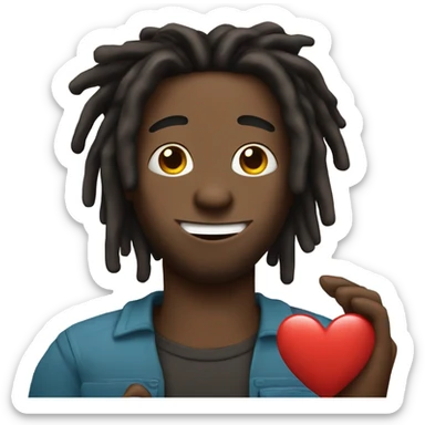 black guy with dreads and grillz holding up a heart with hands sticker