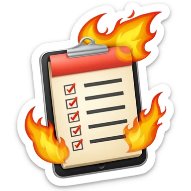 A To-do list on fire. Representing fast completion. sticker