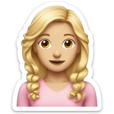 Blond hair girl with a ribbon  sticker