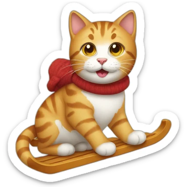 Cat with toboggan  sticker