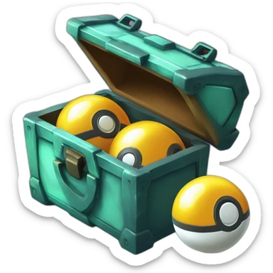 Pokemon Game LootCase BlackMystery ShinyGlow Color Rich Treasure Legendary Epic Pokeballs and Pokemons Inside sticker