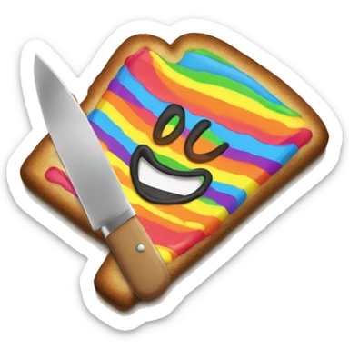 Rainbow evil smile poptart with a knife sticker