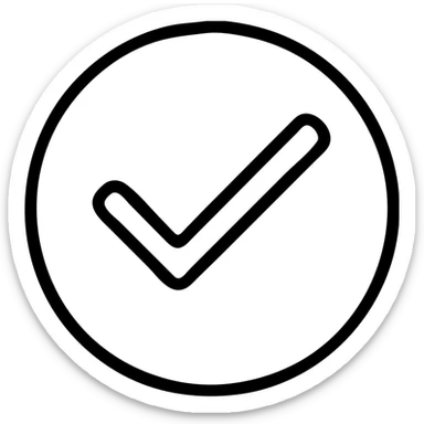 grey tick inside a circle, simple, modern icon style sticker