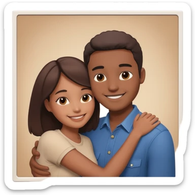 Couple hugs polaroid sticker