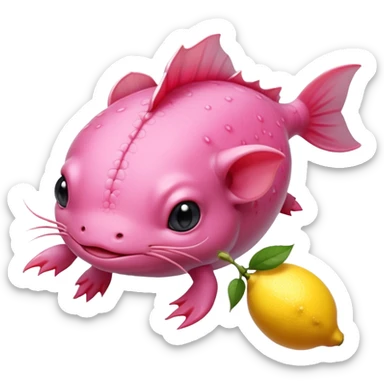 J’aimerais un Axolotl en dessin anime un peu rose qui mange un citron sticker