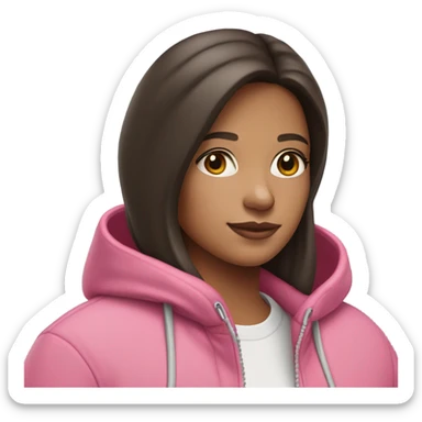 brunette girl with pink hoodie and airpods max on sticker