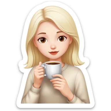 White and cute girl drinking coffee sticker