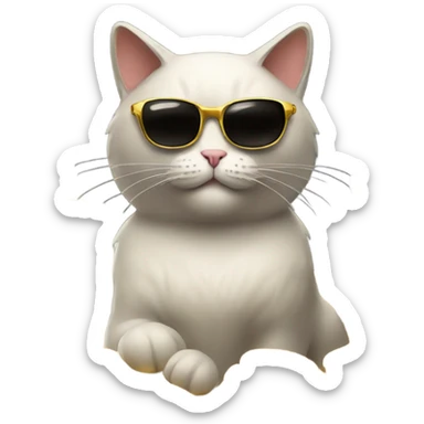 cat in brutal dark glasses with a pile of gold coins sticker