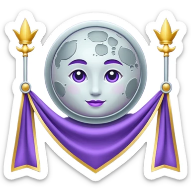 Moon Banner — silver cloth + violet trim,Royal Banner. sticker