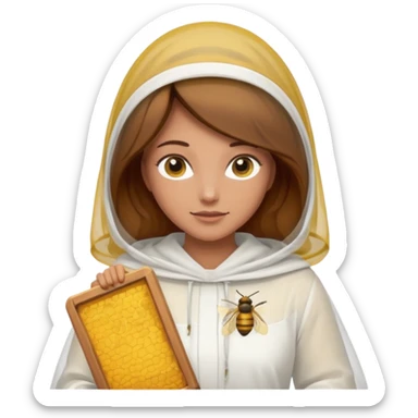 female bee keepers with brown hair, white outfit sticker