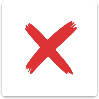 red X mark icon, thick red marker, sketchy look, hand drawn style sticker