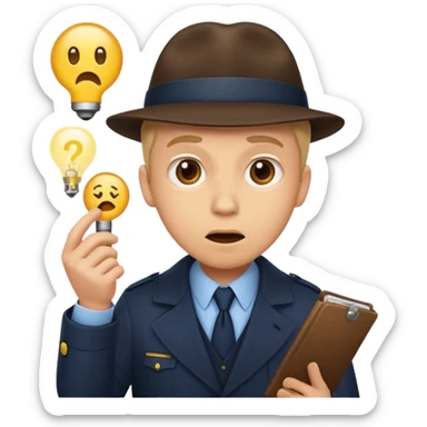 surprised detective discovering a clue, inspired by Agent Sai Srinivas Athreya, emoji style sticker