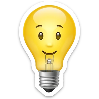 Simple flat emoji of a bright yellow light bulb symbolizing a positive idea, with a green check mark next to it. Clean, modern, minimal design. No text, no 3D, no shadows. White or transparent background.. sticker