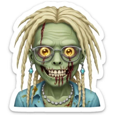 zumbi com grillz de diamante, com nudread e óculos quadrado sticker