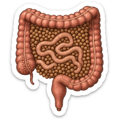 intestino umano anatomico con feci a palline sticker
