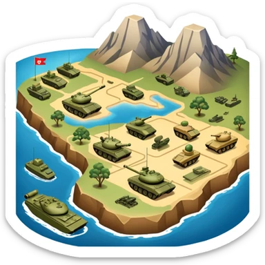 strategic military map with military objects sticker