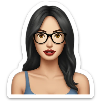 Megan Fox con lentes y comiendo sticker
