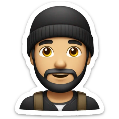 Jeune homme vietnamien cheveux noir avec barbe et bonnet sticker