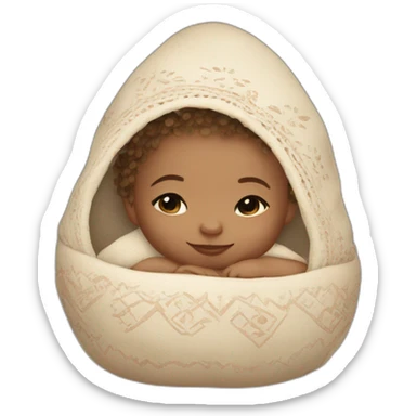 Light skin newborn in boho cradle sticker