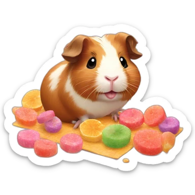 Guinea pig making candy sticker