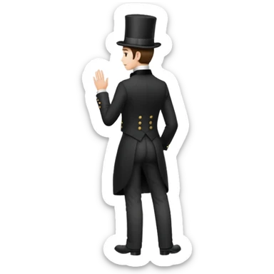 Elegant 19th century man wearing a top hat, full body, standing, back view sticker