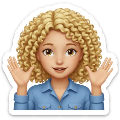 Not guilty hands up smirk girl curly blonde haie sticker