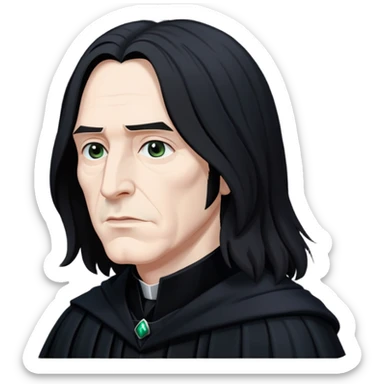 Severus Snape with long black hair and black robes sticker