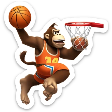 Donkey-kong dunking a basketball sticker