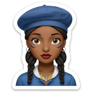 black woman with tattooed faces wearing berets sticker
