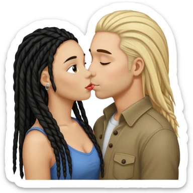 bacio tra coppia donna capelli neri con dread e uomo biondo sticker