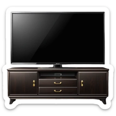 modern tv standing on a super luxurious dark cupboard sticker