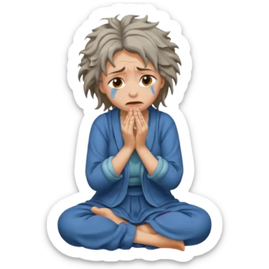 woman on knees begging sticker