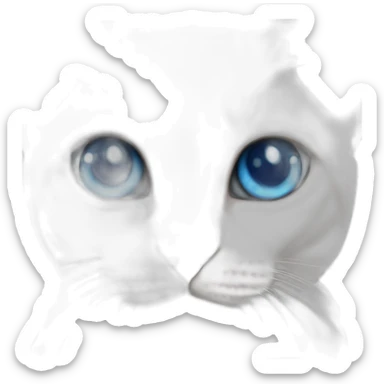 devon rex white cat with blue eyes sticker