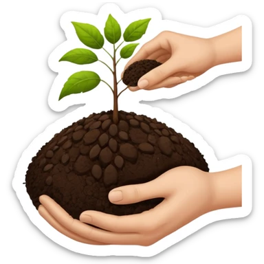 es werden saamen von einer hand in die erde getan ohne pflanze sticker