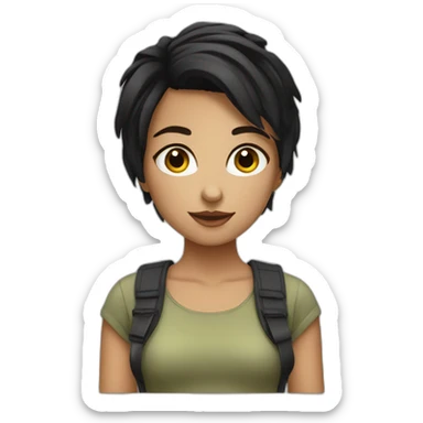 girl with black maska dn free short hair sticker